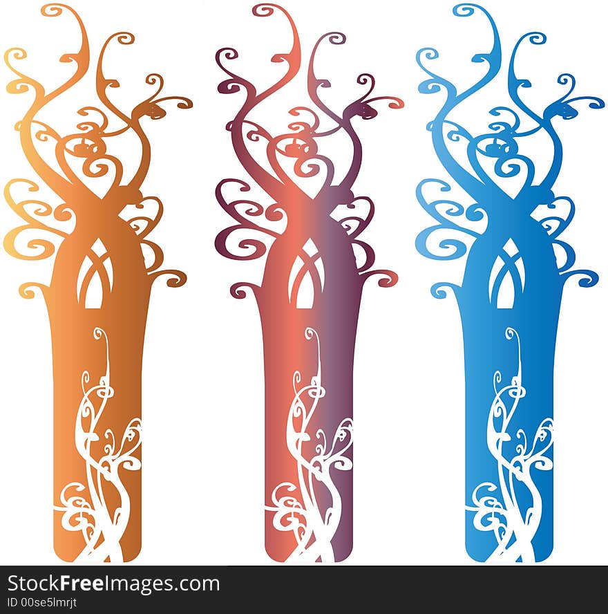 Interesting Ornate Tree Design Elements Illustration Vector