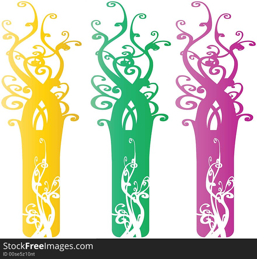 Interesting Ornate Tree Design Elements Illustration Vector