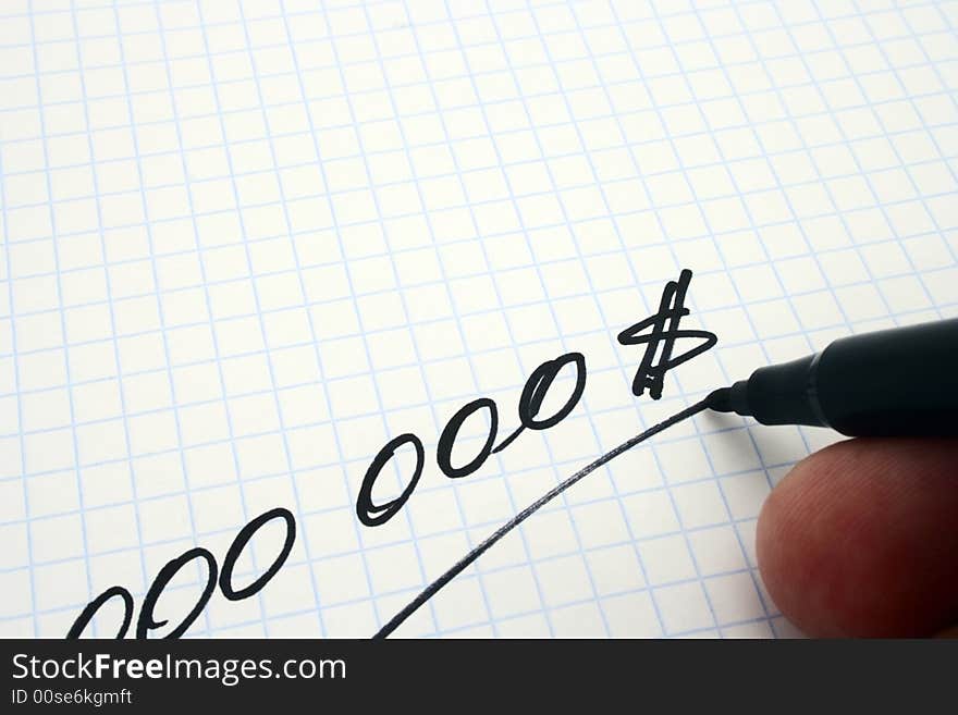 000000 dollars write on notebook sheet