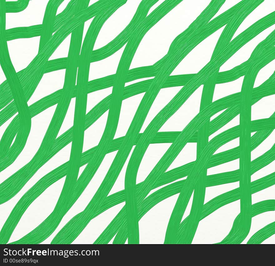 Green lines on a white paper. It is made manually.