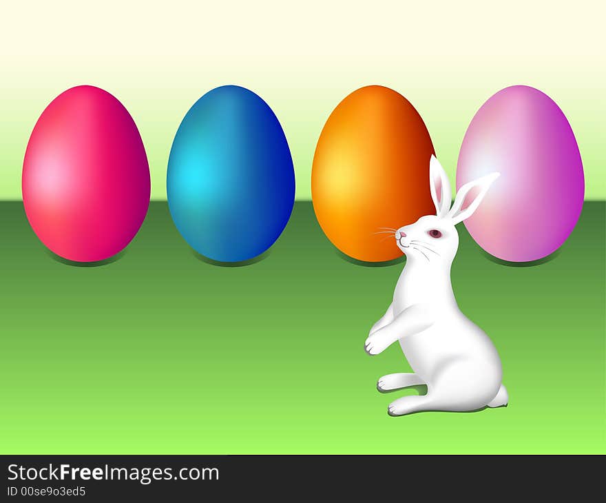 Clip-art Of Easter Eggs And Rabbit