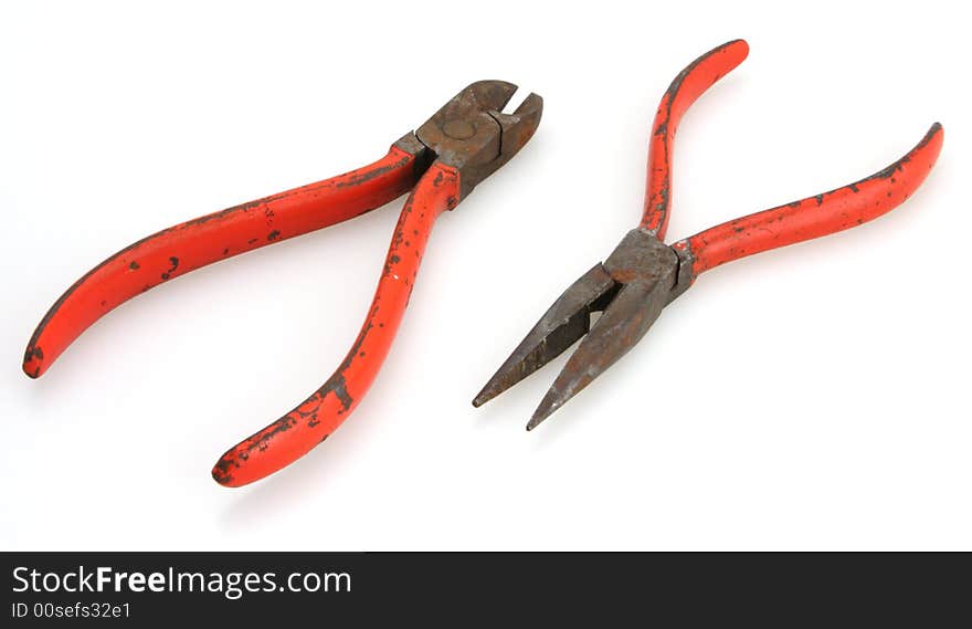 1950's or 60's Red Handle Cutters and Needle Nose Pliers. 1950's or 60's Red Handle Cutters and Needle Nose Pliers