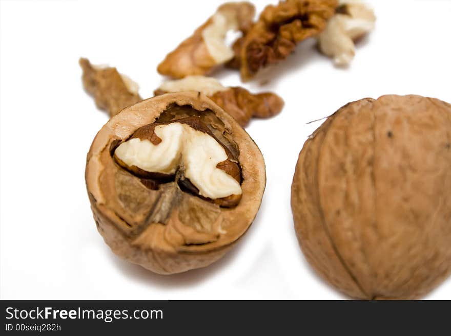 Walnut on the white isolated background