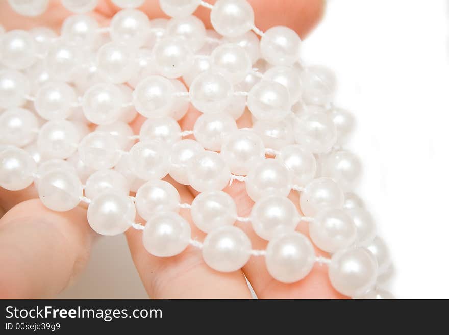 Luxory pearls on the woman hand