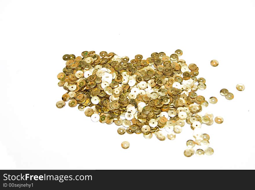 Gold confettis on the isolated background