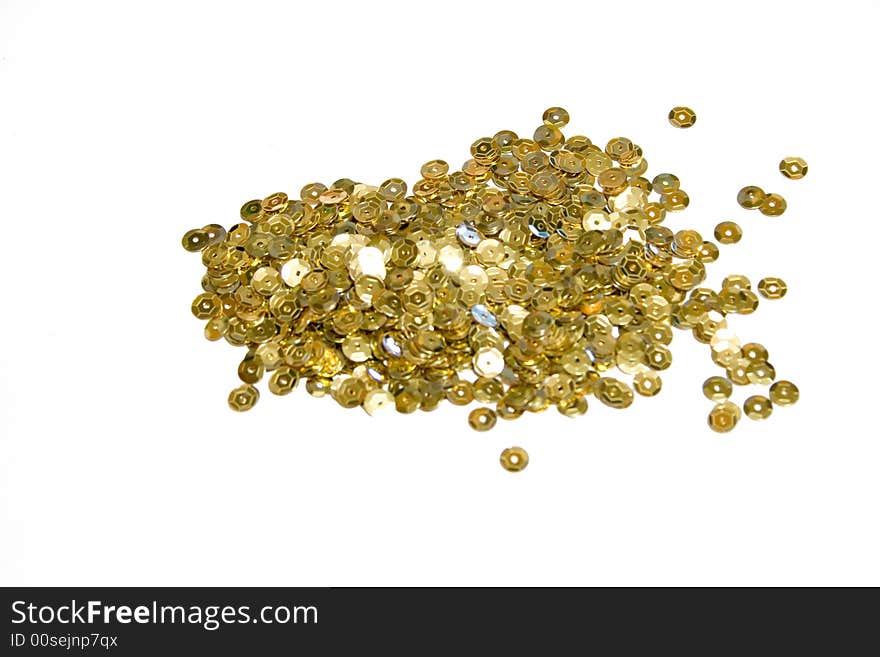 Gold confettis on the isolated background