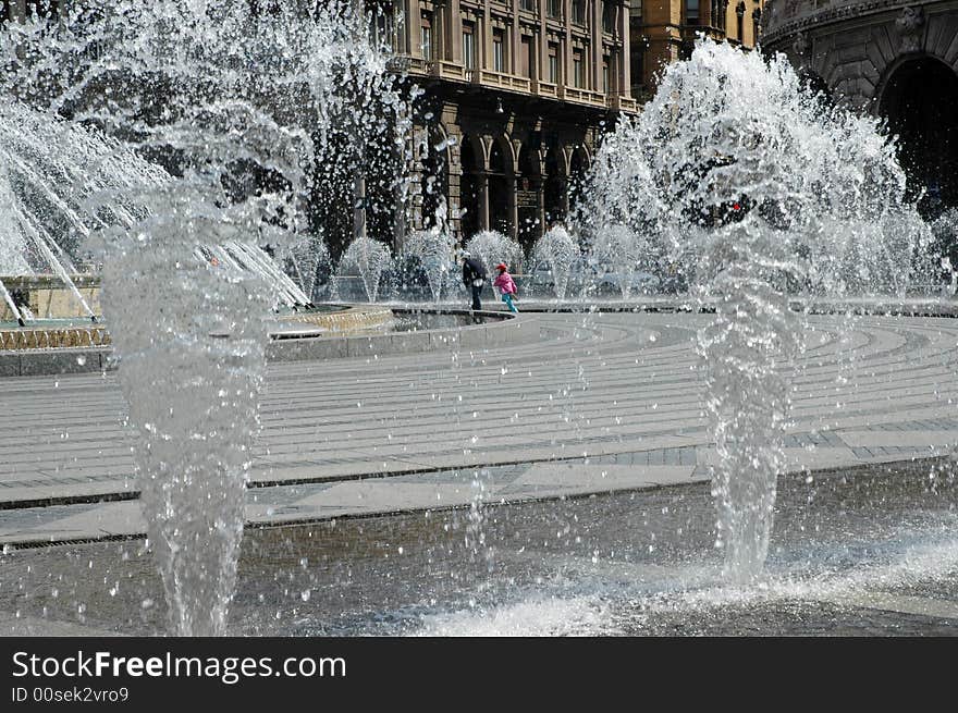 Water jets, the water fountain in Genova. Water jets, the water fountain in Genova