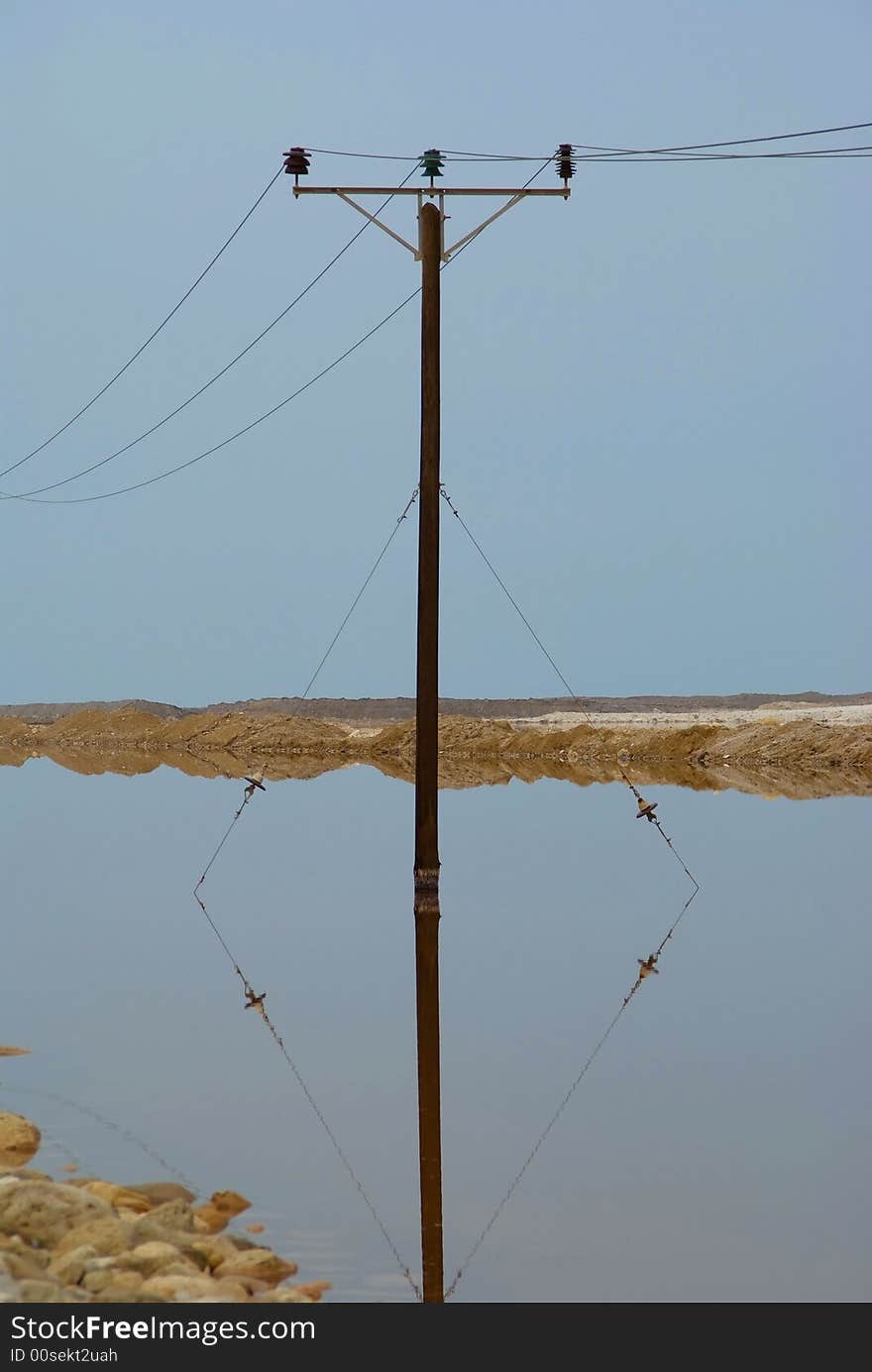 Electric power pole, Dead Sea, Israel