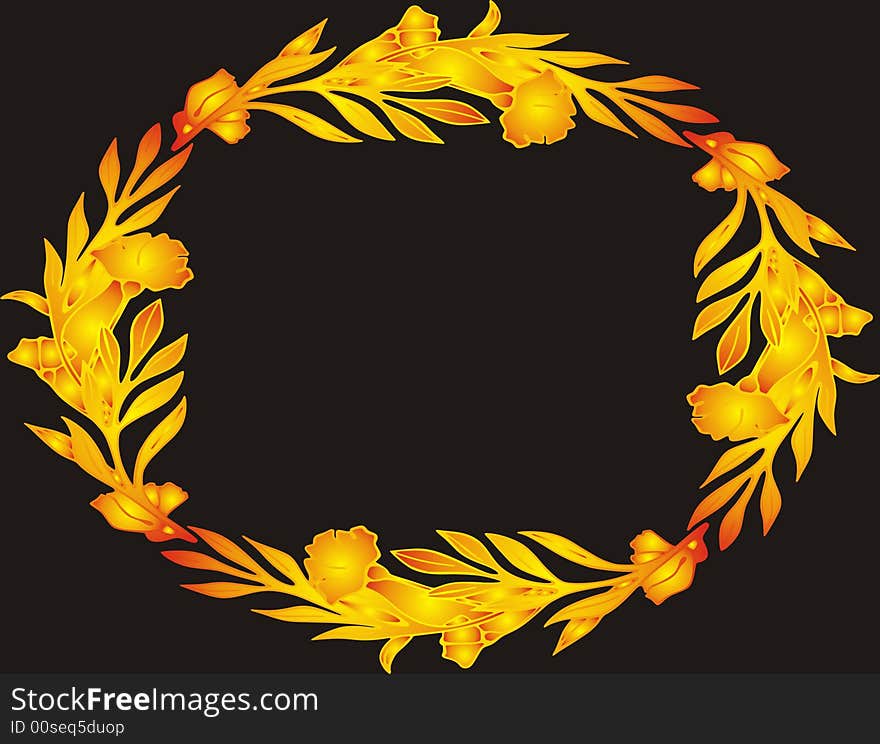 Floral frame on black background -  illustration