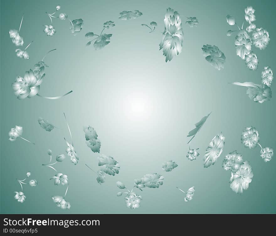 Floral green background -  illustration. Floral green background -  illustration