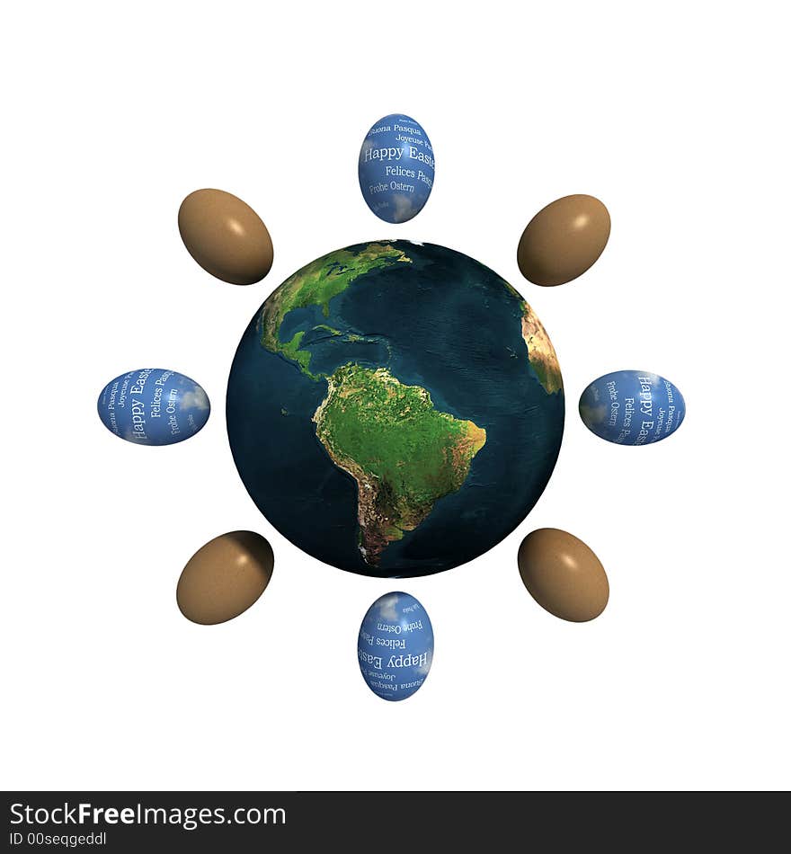 Fantastic view of the Easter eggs
happy easter from universe on white background