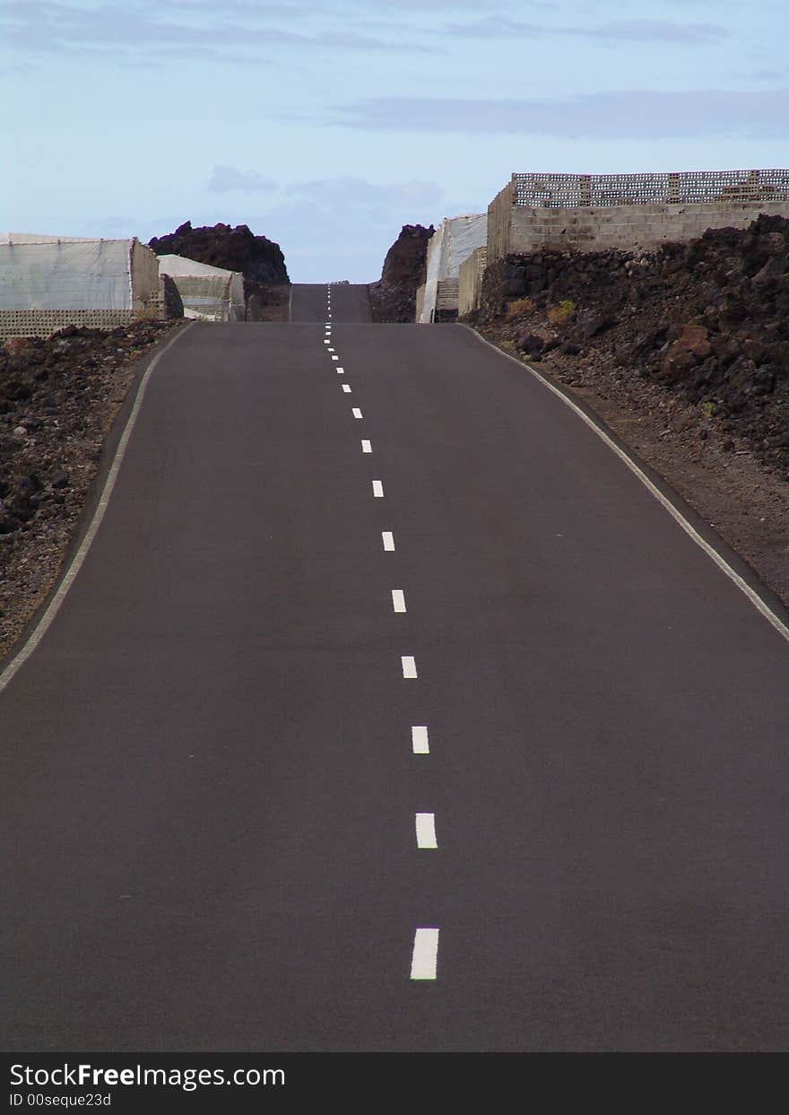 A road trough a banana plantage at La Palma. A road trough a banana plantage at La Palma.