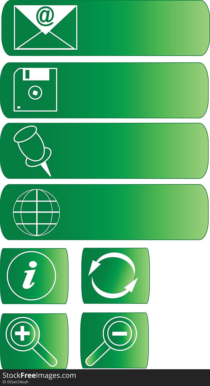 8 green web buttons with white icons