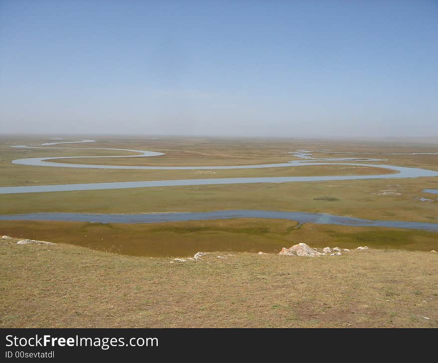 River and grassland of monglia