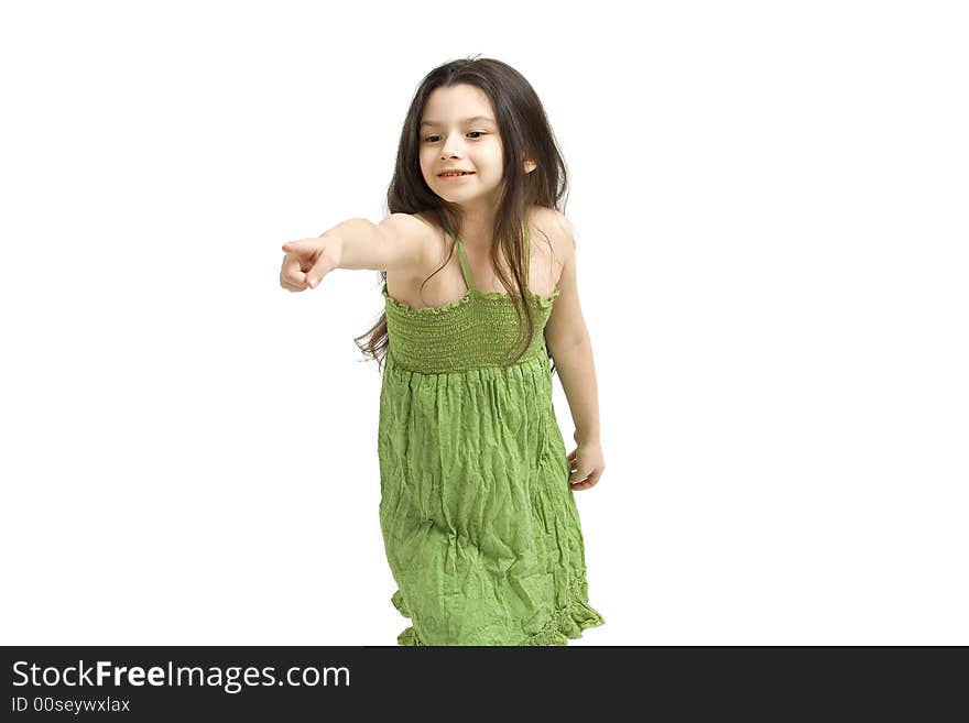 Young girl posing on a white background.