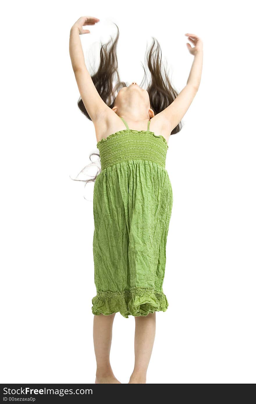 Young girl posing on a white background.