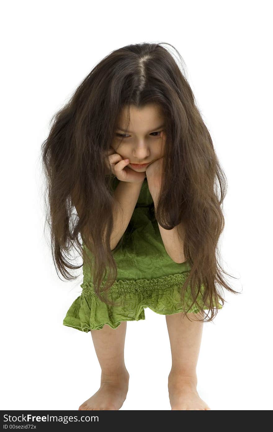 Young girl posing on a white background.