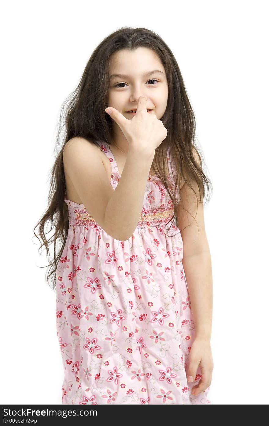 Young girl posing on a white background.