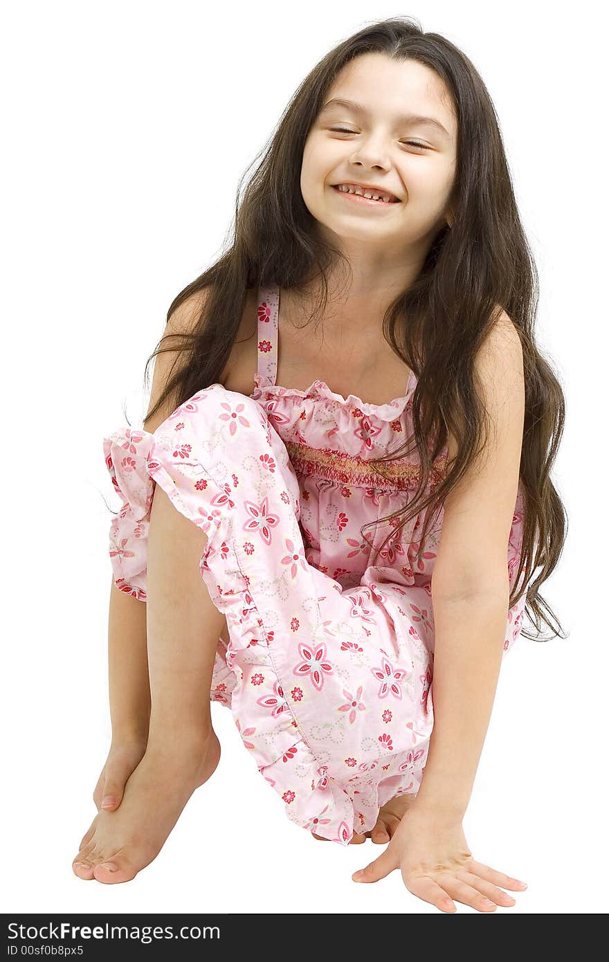 Young girl posing on a white background.