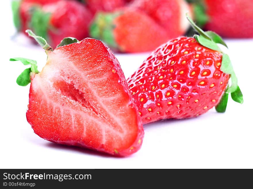 Strawberries on white