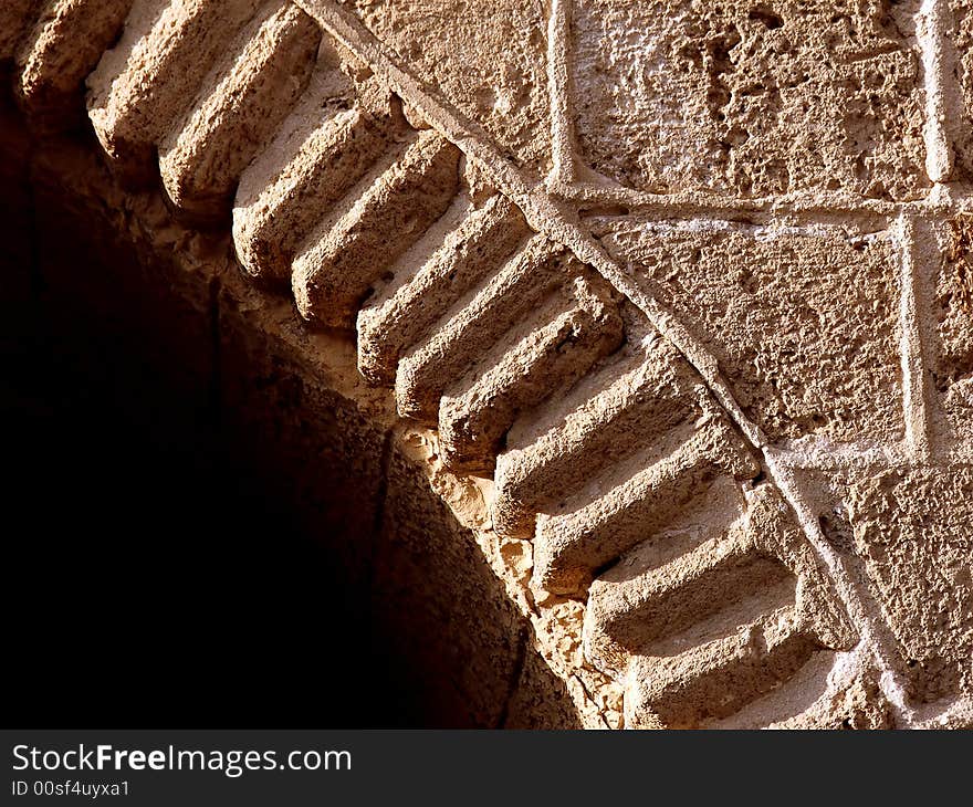 Close up of part of ancient stone arch. Close up of part of ancient stone arch