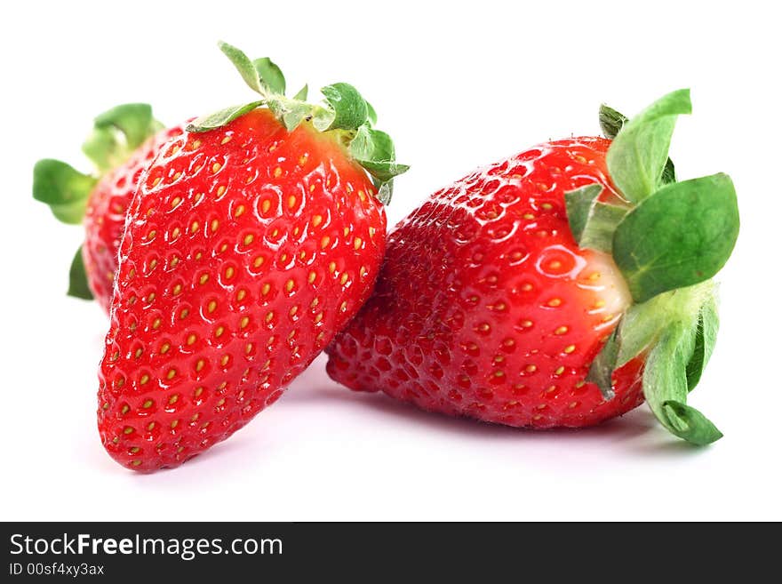 Strawberries on white