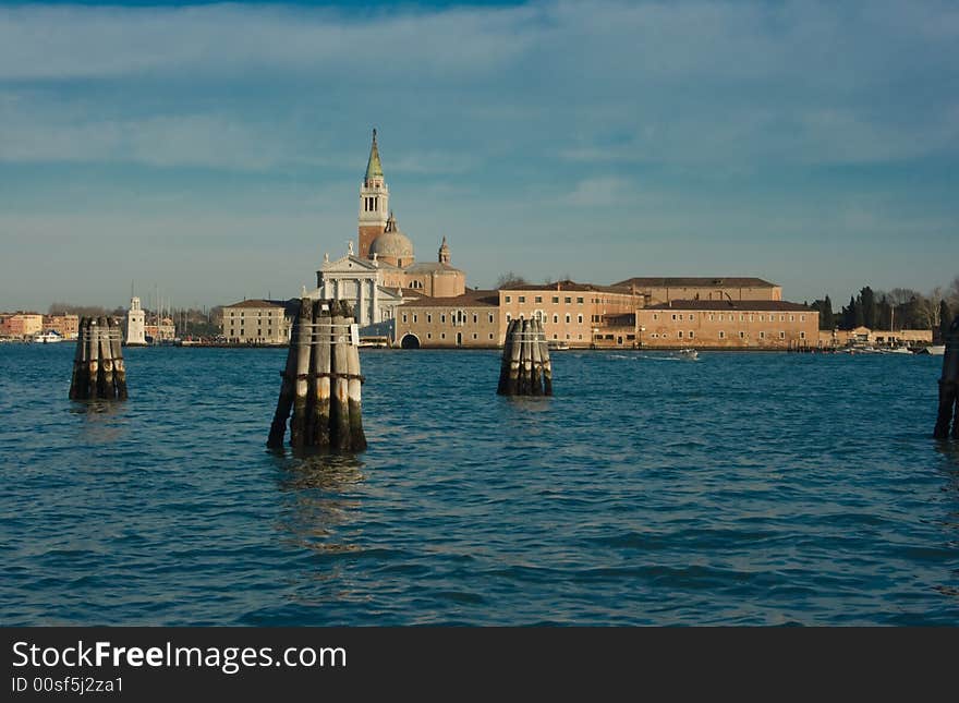 Beautiful view of Venice with canal, buildings, sea