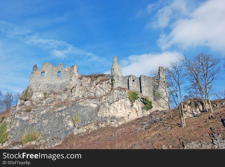 View on ruines of a Belgian castle