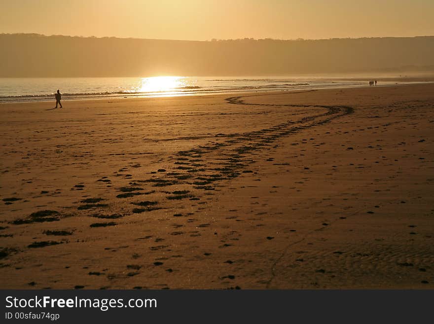 Sandy beach landscape at dusk. Sandy beach landscape at dusk