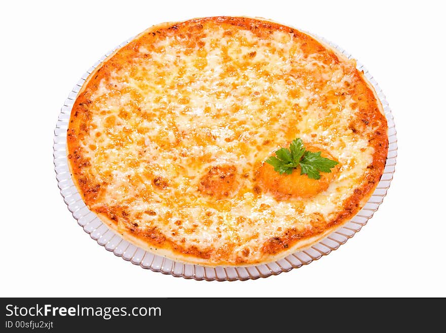 The top view on the Four Cheeses Pizza