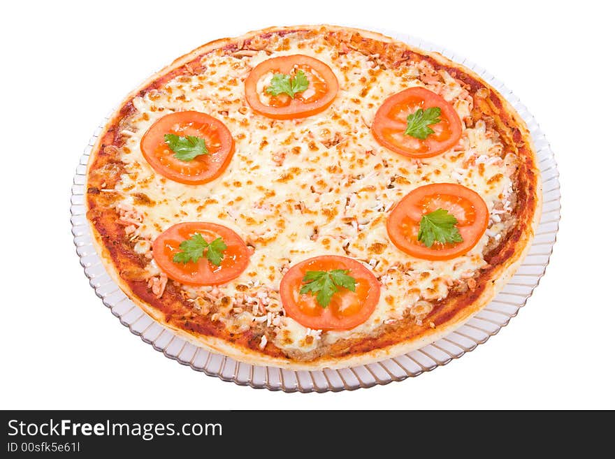 The top view on the Seafood Pizza