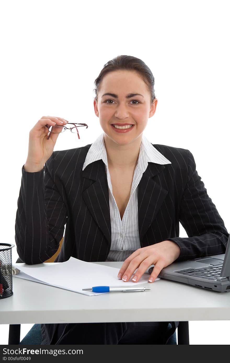 Business woman  working on isolated background