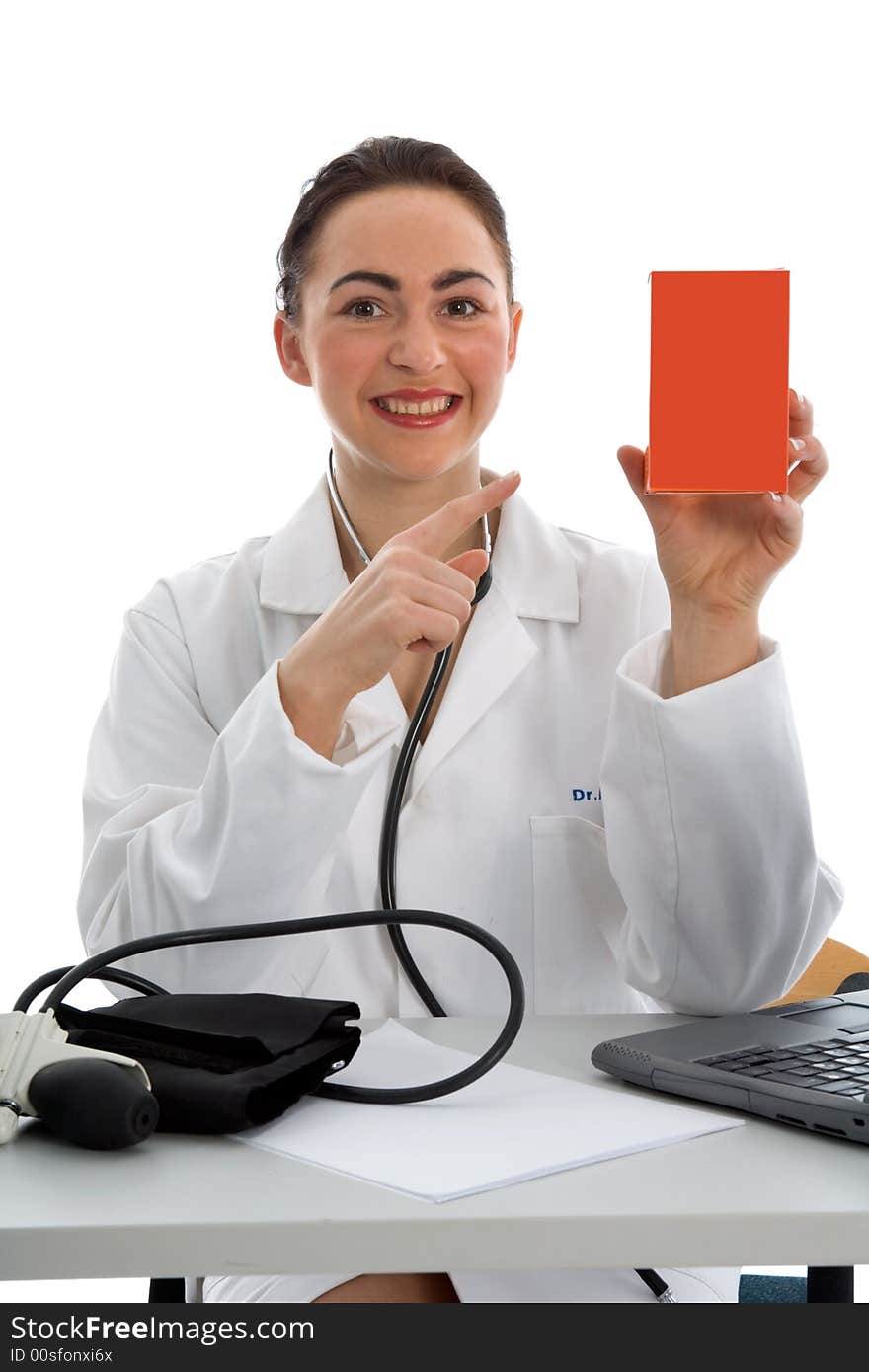 Young doctor with stethoscope on isolated background