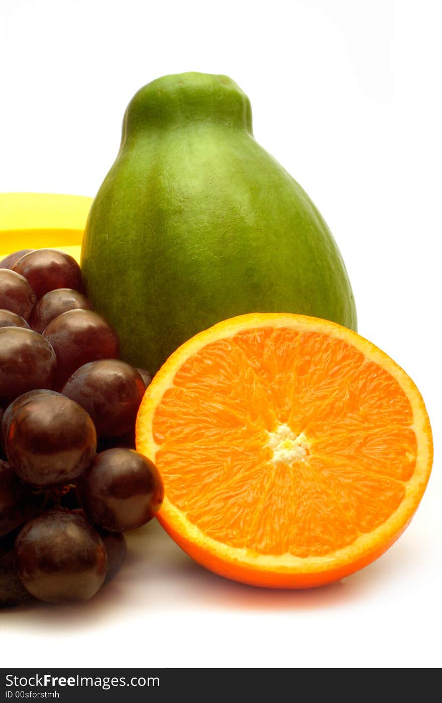 Fresh fruits on white background