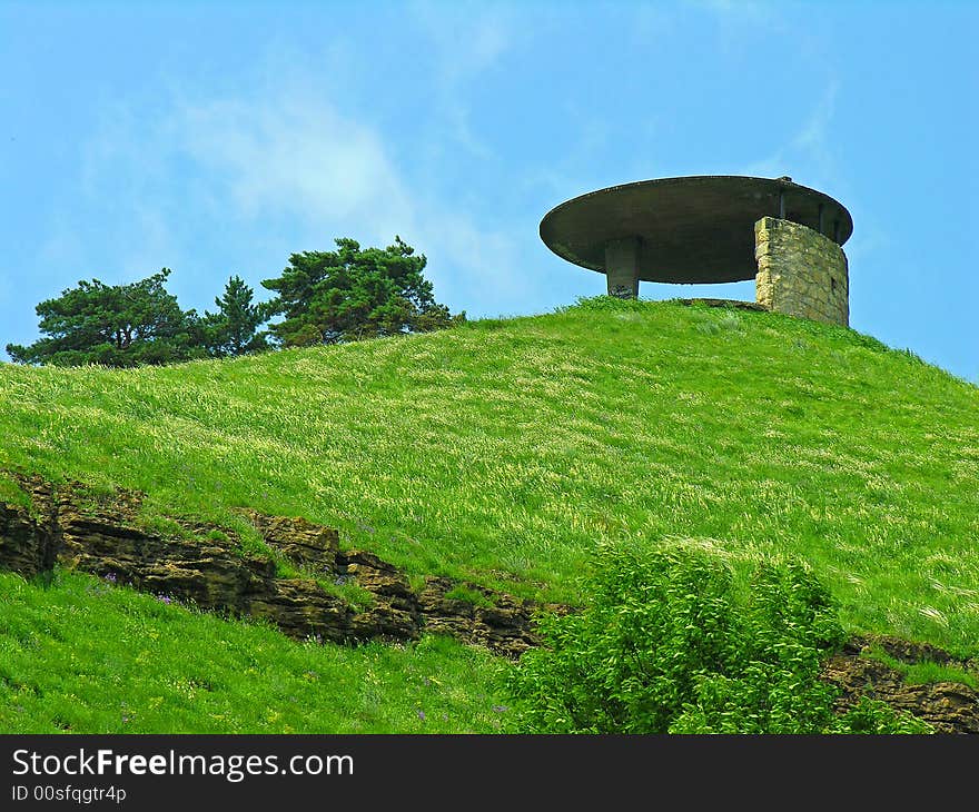 Summer-hause at top of a hill