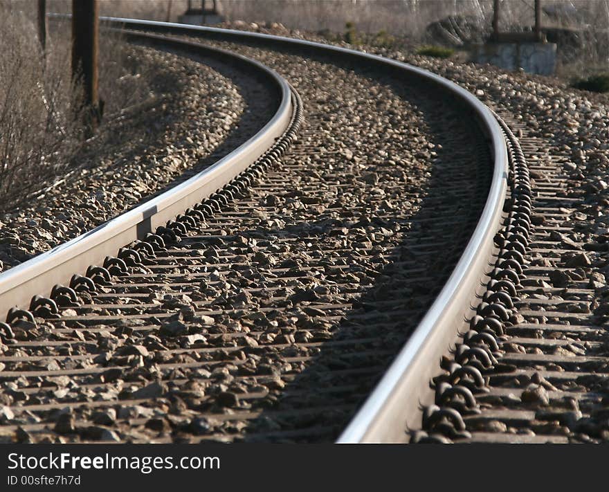 Railway seen in perspective. Close up