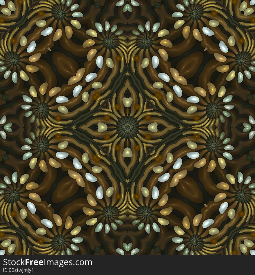 Abstract fractal image resembling a floral tile