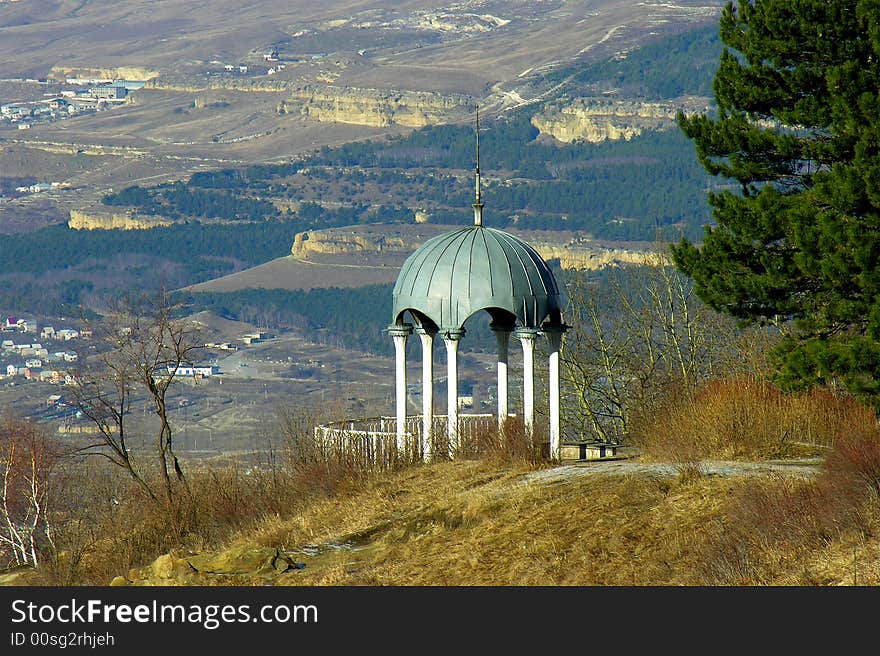 Pavilion at top of a hill in park. Pavilion at top of a hill in park