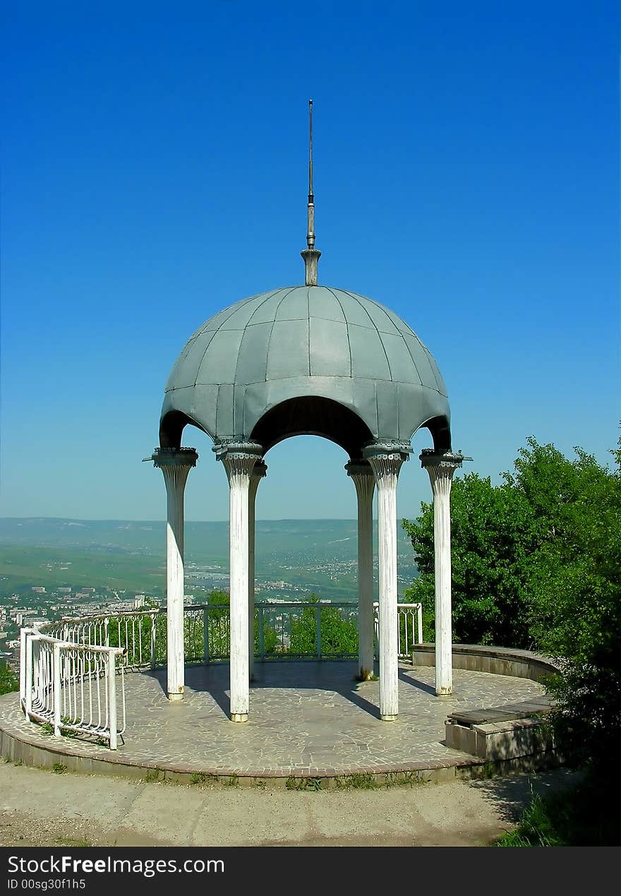 Pavilion at top of a hill in park. Pavilion at top of a hill in park