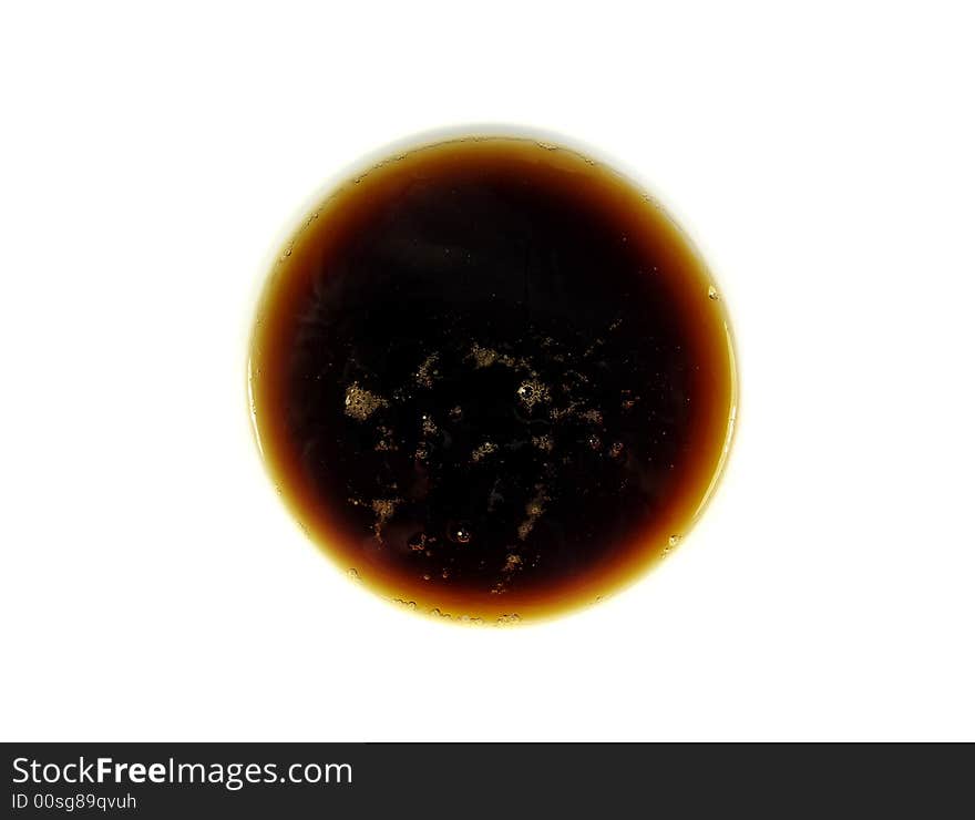 White cup of black coffee on white background