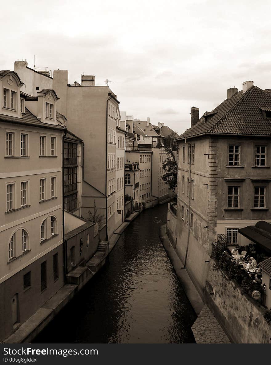 A canal the centre of Prague