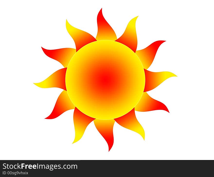 Symbol of the yellow-red sun on a white background