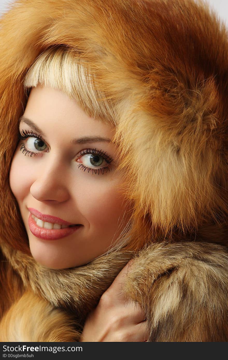 Portrait of the nice girl in fur