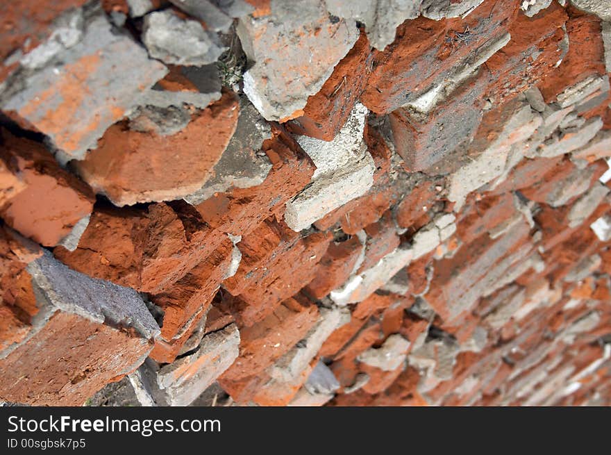 A road of broken red bricks