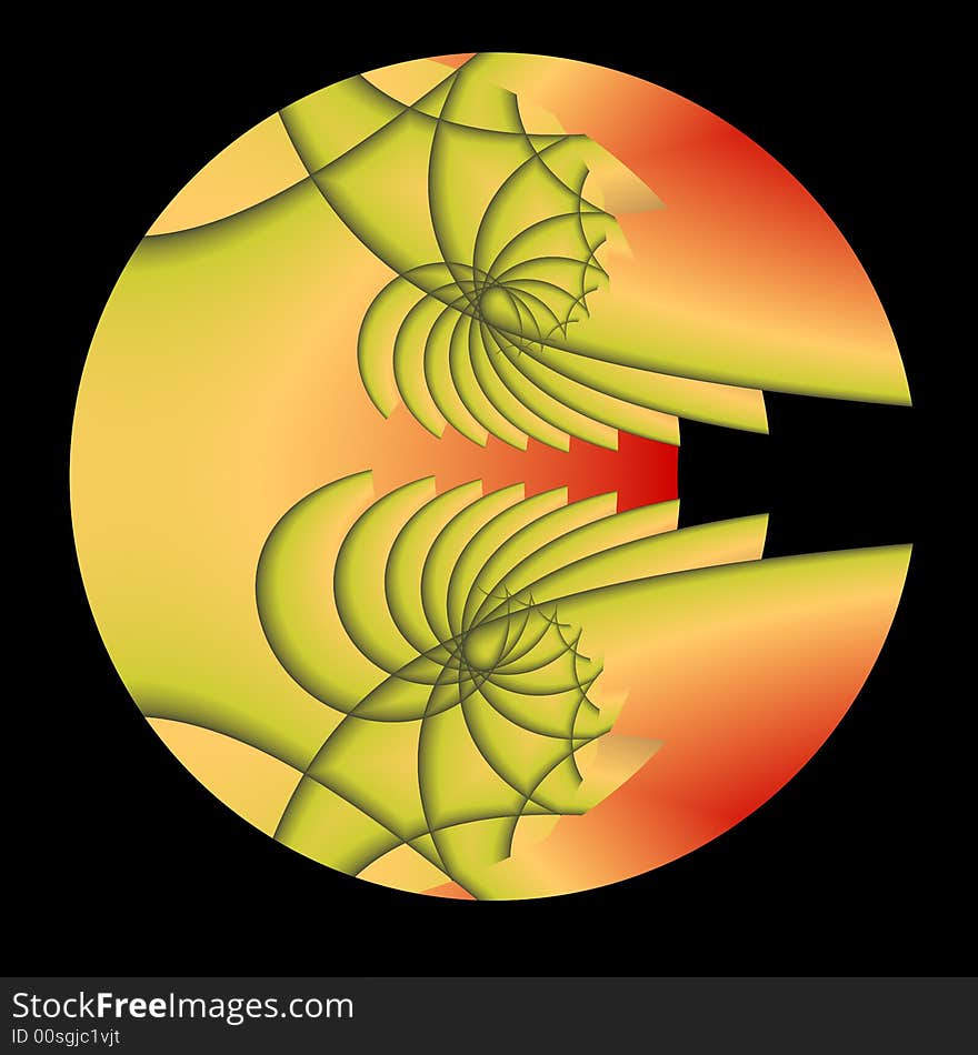 A fractal globe done in warm tropical colors that refer to sunsets and palm trees. A fractal globe done in warm tropical colors that refer to sunsets and palm trees.