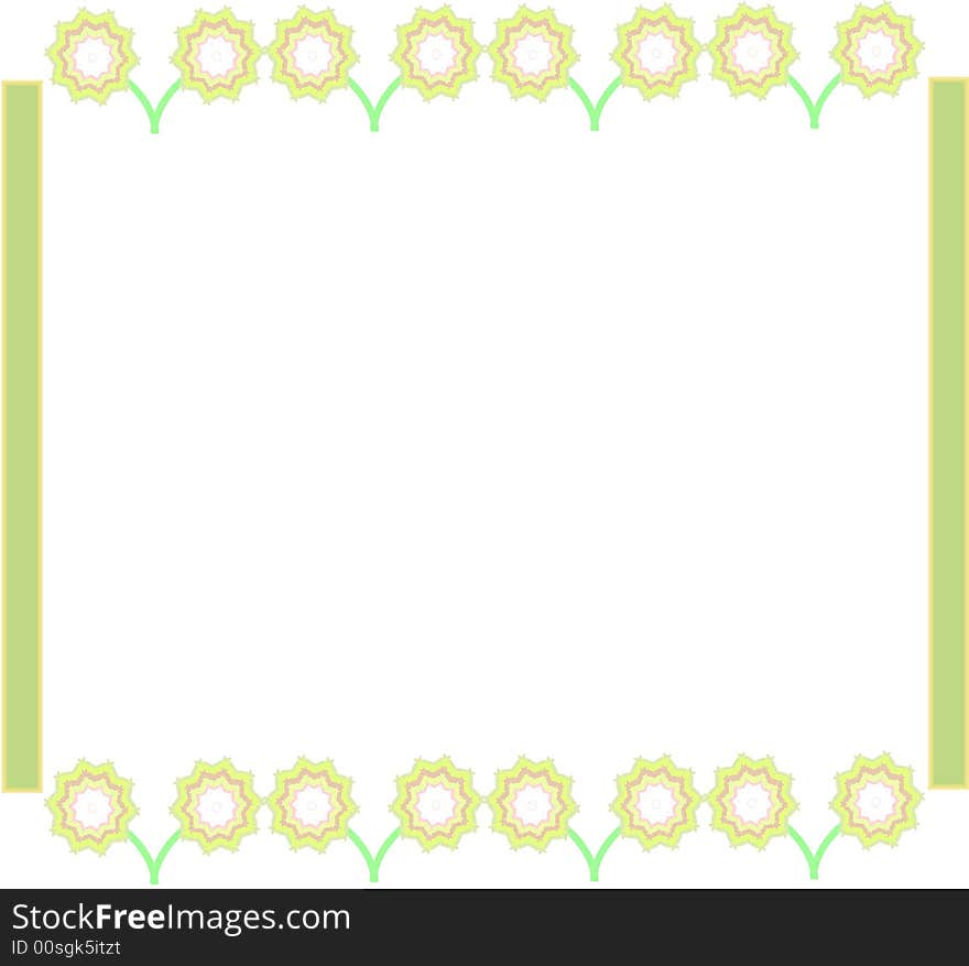 Green frame with delicate flowers