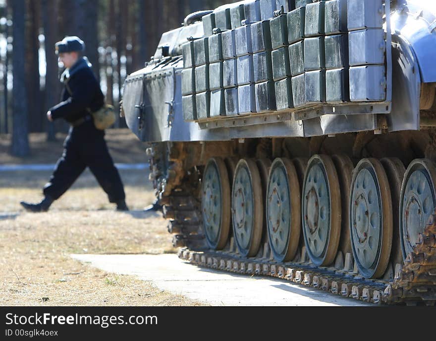 Tread on a military tank. Tread on a military tank.