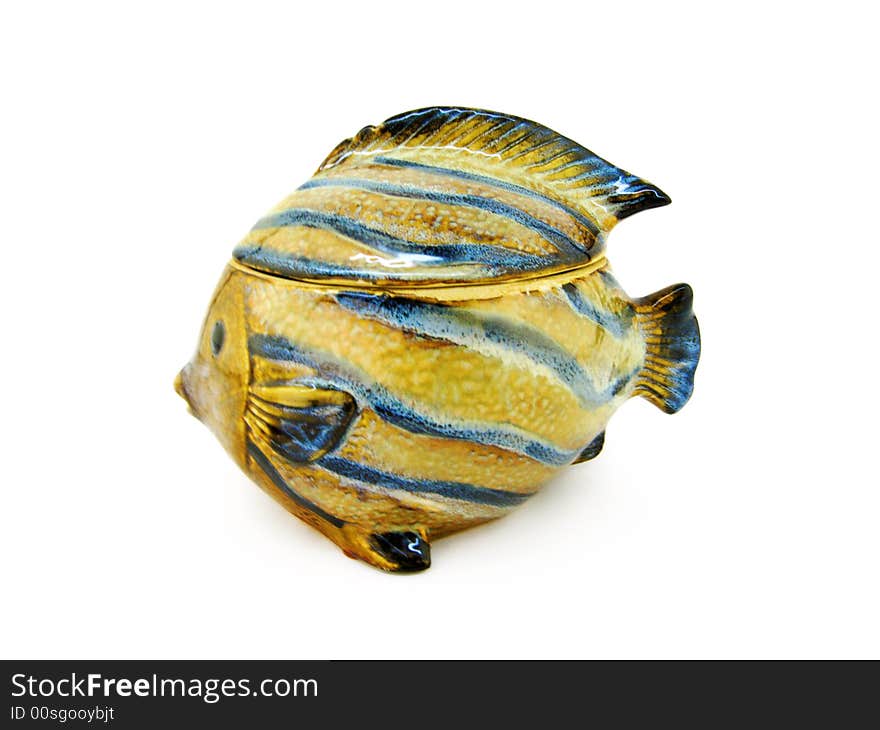 Casket - fish. Gift for cristmas. On white.