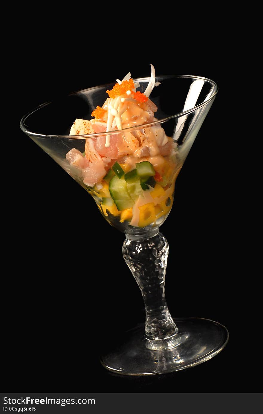 Asian seafood cocktail with tuna and cucumber