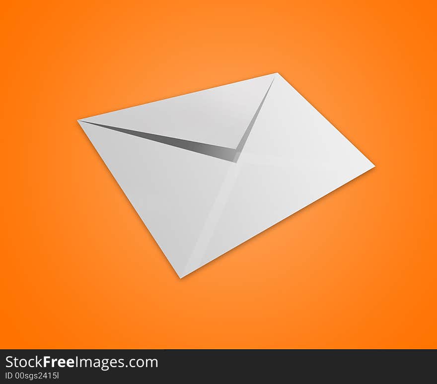 Envelope isolated on orange background. Envelope isolated on orange background